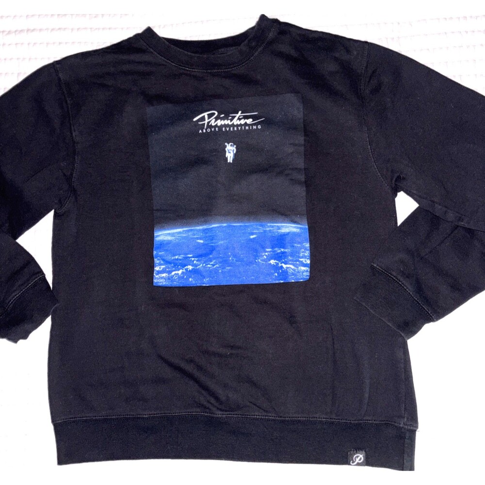 Primitive Apparel Above Everything Space Astronaut Skater Black Sweatshirt Med
